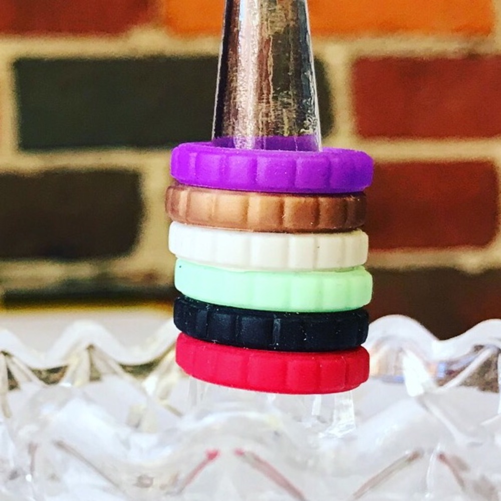 6 Stackable Silicone Wedding Rings - Block